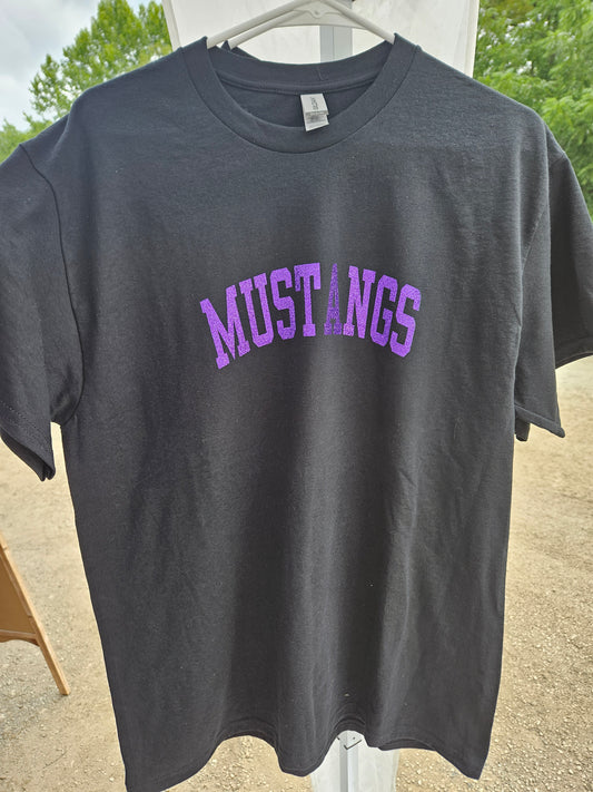 MUSTANGS t shirt (purple glitter)