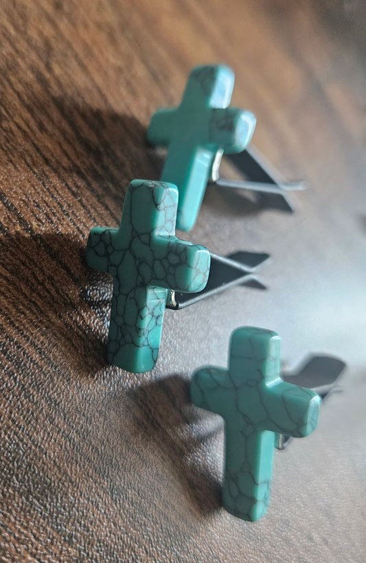 PEACEFUL PROTECTION cross Crystal Vent Clips (Turqouise)