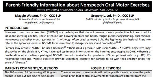 Non speach oral motor exercises - FREE PARENT RESOURCE