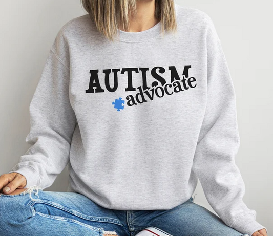Autism Advocate grey crewneck sweater