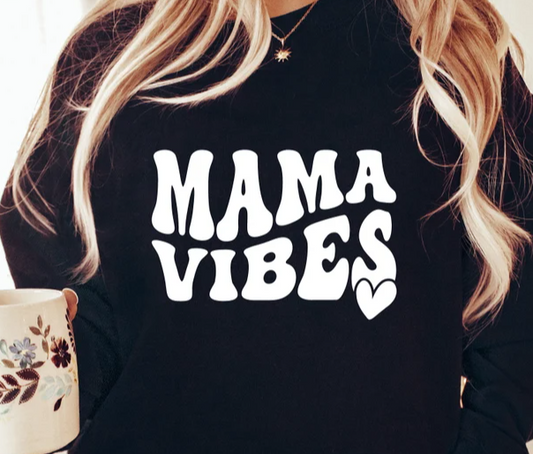 MAMA VIBES black crewneck sweater