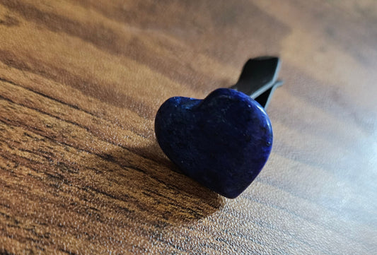 AMBITIOUS CONFIDENCE heart Crystal Vent Clips (Blue Goldstone)