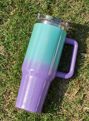 40 oz teal & purple shimmer tumbler