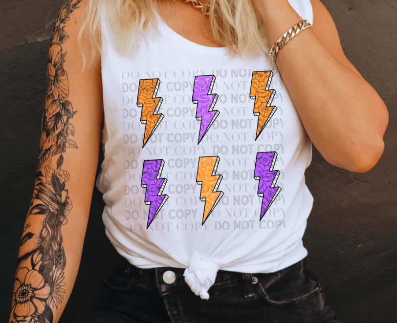 Orange & purple lightening bolts tank top