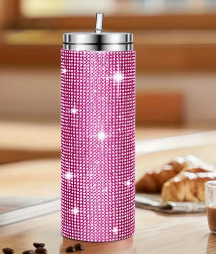 22 ounce slim bling tumbler PINK