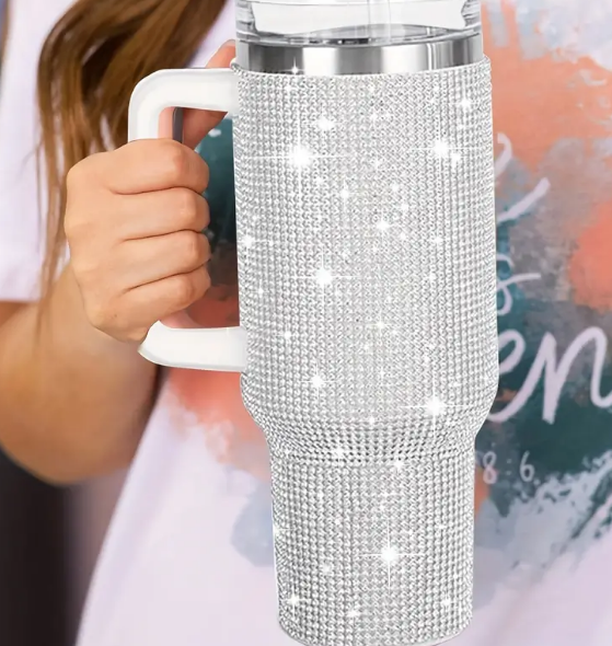 40oz BLING tumbler SILVER