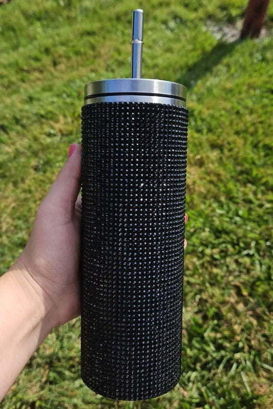 22 ounce slim bling tumbler BLACK