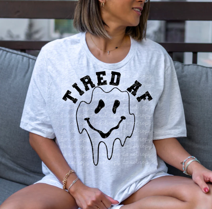 Tired AF drippy smiley T shirt