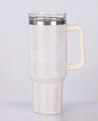 40oz BLING tumbler WHITE