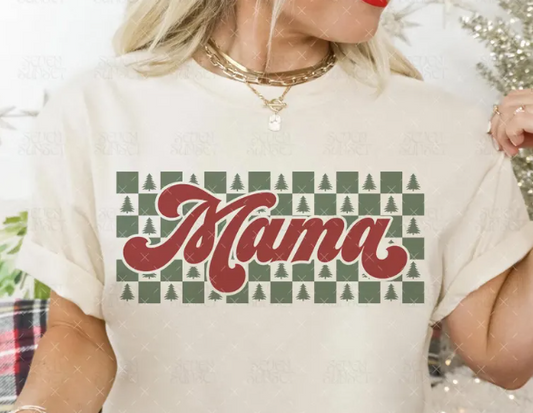 MAMA Christmas Tree Checkered Pattern