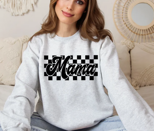 MAMA checkered crewneck