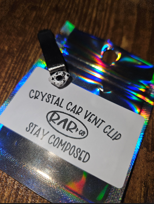 STAY COMPOSED (Mini) Crystal Vent Clips (Dalmation Stone)