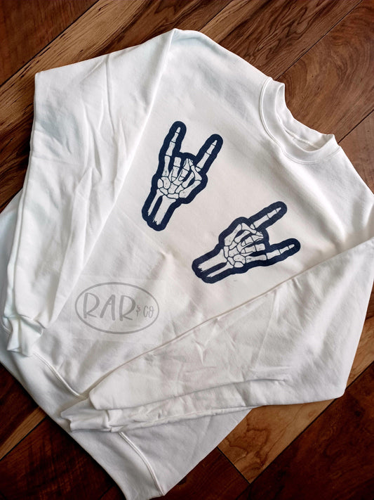 Skeleton Rock Hands crewneck sweater - RAR.