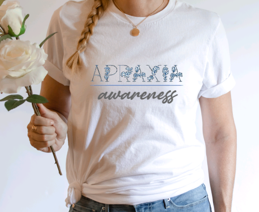 APRAXIA awareness floral T-shirt