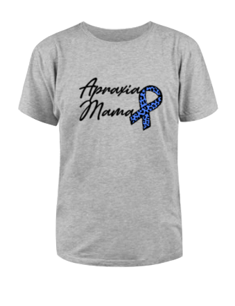 Apraxia mama cheetah blue ribbon T-shirt