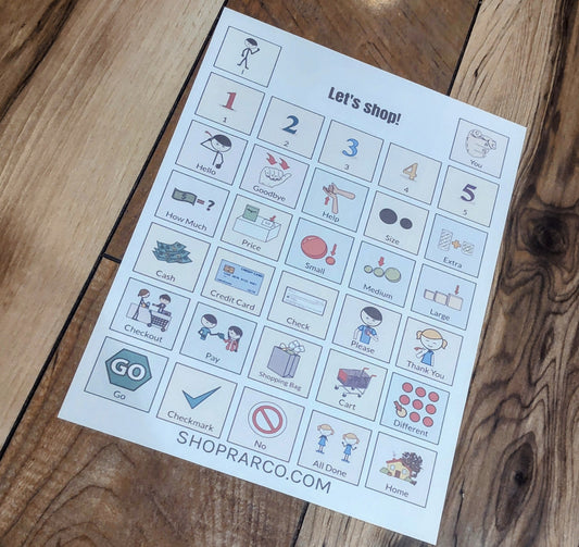 Let's SHOP AAC Laminated Visual Reference Sheet