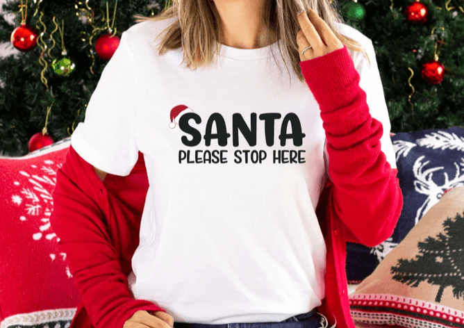 Santa please stop here T shirt - RAR.