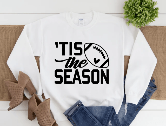 Tis the season football white/black crewneck sweater - RAR.