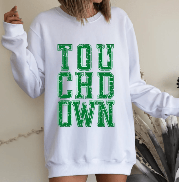 Touchdown crewneck sweater white/green - RAR.