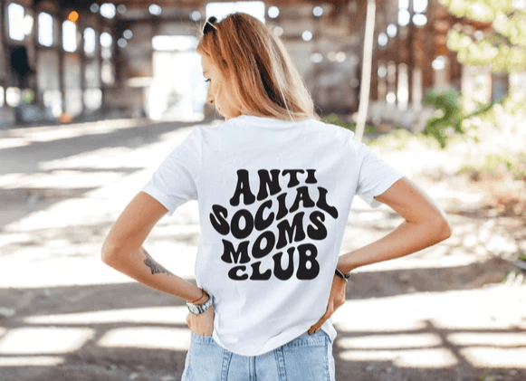 Anti-Social Moms club - back of T print - RAR.