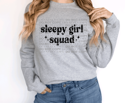 Sleepy Girl Squad Crewneck Sweater - Grey or Black - RAR.