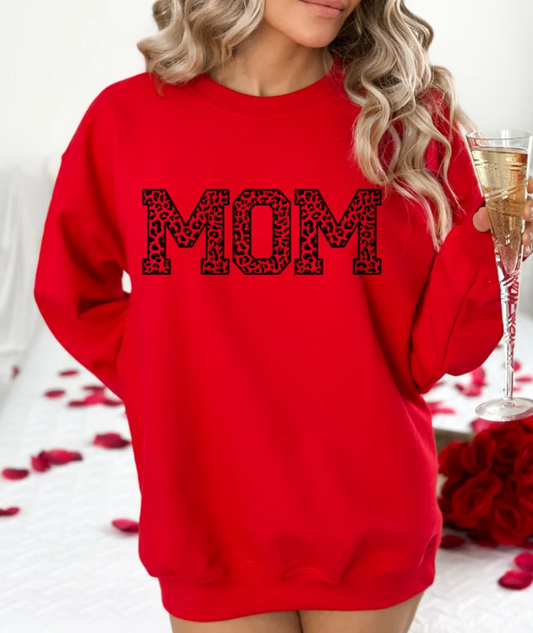 Cheetah MOM letters crewneck swearter