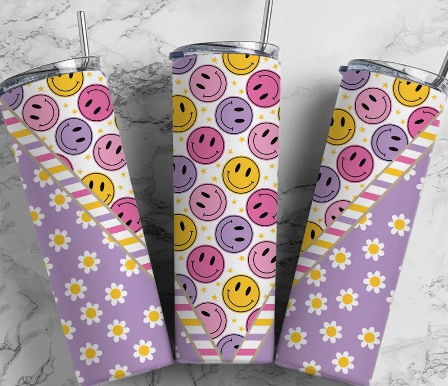 Smiley daisy skinny tumbler