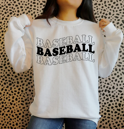 BASEBALL text crewneck sweater