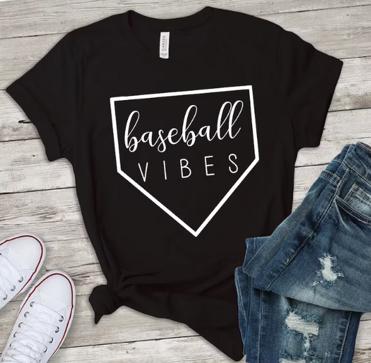 Baseball Vibes black T