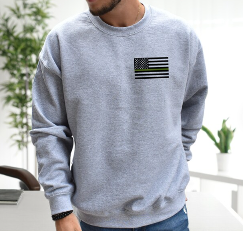 Green line flag men's front/back crewneck sweater