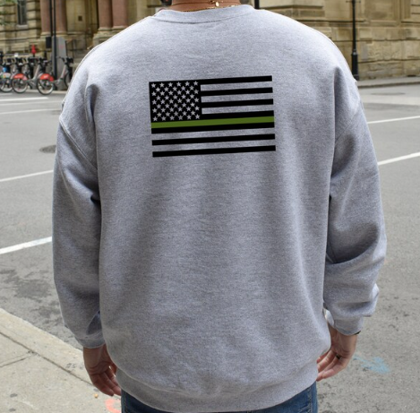 Green line flag men's front/back crewneck sweater