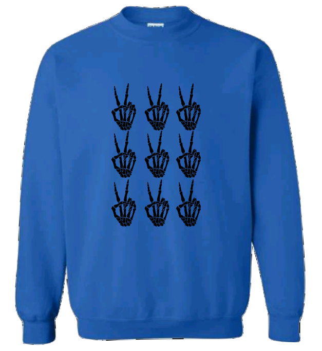 Skeleton peace crewneck sweater