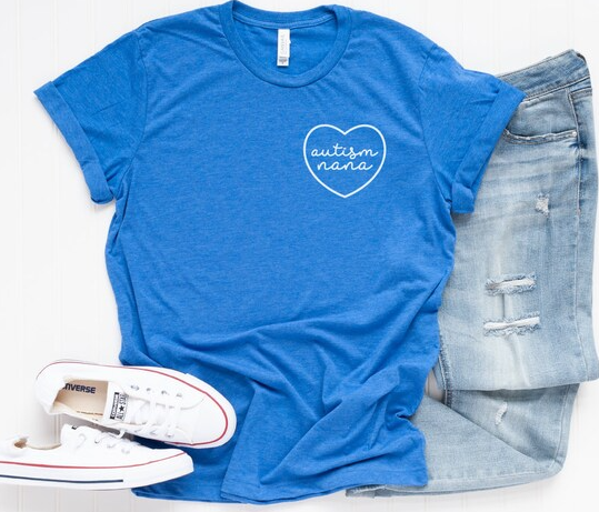 Autism Mama heart blue T shirt