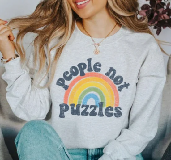 People not puzzles grey crewneck sweater